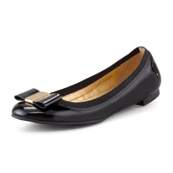Kate Spade Tock black leather bow ballet flats 7 - Picture 1 of 13